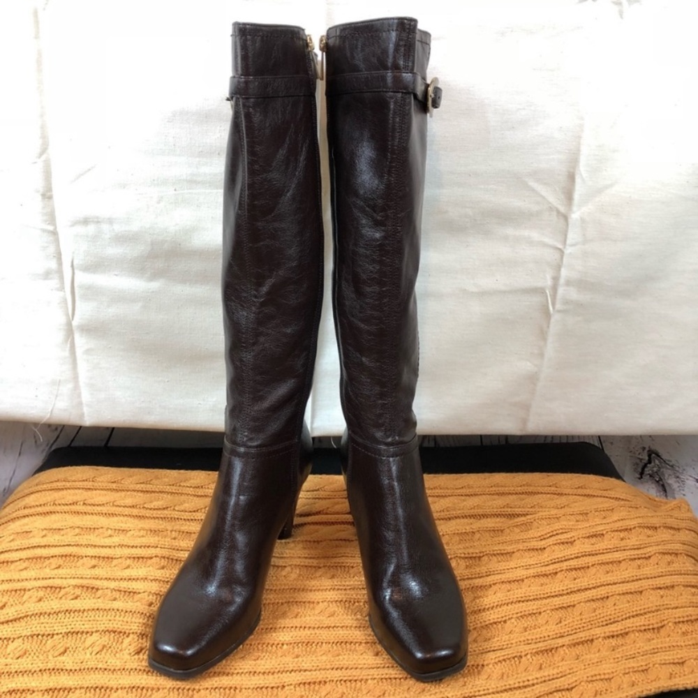 Franco Sarto knee high boots faux leather brown